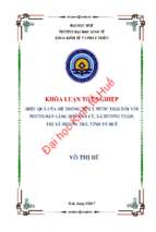 Hiệu quả của hệ thống xử lý nước thải đối với người dân làng bún vân cù, xã hương toàn, thị xã hương trà, tỉnh thừa thiên huế