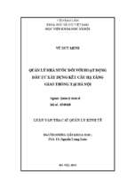 Quản lý nhà nước đối với hoạt động đầu tư xây dựng kết cấu hạ tầng giao thông tại Hà Nội.