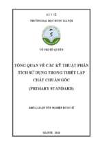 Tổng quan về các kỹ thuật phân tích sử dụng trong thiết lập chất chuẩn gốc (primary standard)