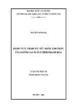 Hành vi tự chăm sóc sức khỏe tâm thần của người cao tuổi ở tỉnh thanh hóa