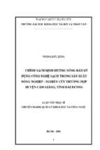 Chính sách định hướng nông dân sử dụng công nghệ sạch trong sản xuất nông nghiệp   nghiên cứu trường hợp huyện cẩm giàng, tỉnh hải dương