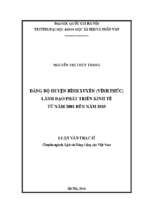 đảng bộ huyện bình xuyên (vĩnh phúc) lãnh đạo phát triển kinh tế từ năm 2001 đến năm 2015