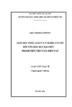 Giáo dục phật giáo và ý nghĩa của nó đối với giáo dục đạo đức thanh niên việt nam hiện nay