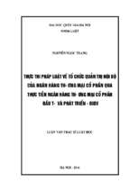 Thực thi pháp luật về tổ chức quản trị nội bộ của ngân hàng thương mại cổ phần qua thực tiễn ngân hàng thương mại cổ phần đầu tư và phát triển   bidv