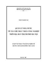 Quản lý nhà nước về tái chế chất thải công nghiệp trên địa bàn thành phố hà nội