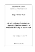 Các yếu tố ảnh hưởng đến quyết định mua sản phẩm yến sào của người tiêu dùng tại tp. hồ chí minh