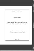 Quản lý nhà nước đối với các cụm công nghiệp trên địa bàn tỉnh thái bình. luận văn thạc sỹ