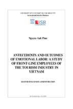 Antecedents and outcomes of emotional labor a study of front line employees of the tourism industry in vietnam