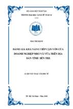 đánh giá khả năng tiếp cận vốn của doanh nghiệp nhỏ và vừa trên địa bàn tỉnh bến tre