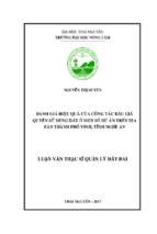 đánh giá hiệu quả của công tác đấu giá quyền sử dụng đất ở một số dự án trên địa bàn thành phố vinh, tỉnh nghệ an