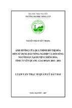 ảnh hưởng của quá trình đô thị hóa đến sử dụng đất nông nghiệp và đời sống người dân tại huyện chiêm hóa, tỉnh tuyên quang giai đoạn 2010   2016