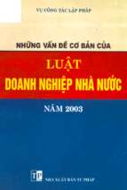 Những vấn đề cơ bản của luật doanh nghiệp nhà nước năm 2003 (nxb tư pháp 2003)   bùi thị thu hằng, 191 trang