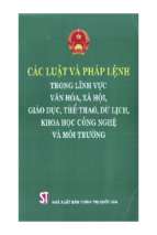 Các luật và pháp lệnh trong lĩnh vực văn hoá, xã hội, giáo dục, thể thao, du lịch, khoa học công nghệ và môi trường