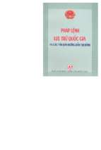 Pháp lệnh lưu trữ quốc gia và các văn bản hướng dẫn thi hành (nxb chính trị 2004)   nhiều tác giả, 186 trang