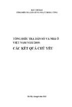 Tổng điều tra dân số và nhà ở việt nam năm 2009 các kết quả chủ yếu (nxb thống kê 2010)   cục thống kê, 490 trang