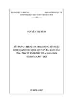 Xây dựng chiến lược hoạt động sản xuất kinh doanh cho lĩnh vực vận tải xăng dầu của công ty tnhh mtv vitaco sài gòn giai đoạn 2017   2022