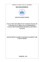 Evaluating the impacts of climate change on livelihoods of small scale fishermen in coastal settlements in khanh hoa province, vietnam