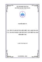 Các yếu tố ảnh hưởng đến hiệu quả kinh doanh của doanh nghiệp chế biến thủy sản trên địa bàn tỉnh bến tre