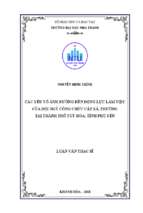 Các yếu tố ảnh hưởng đến động lực làm việc của đội ngũ công chức cấp xã, phường tại thành phố tuy hòa, tỉnh phú yên