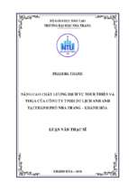 Nâng cao chất lượng dịch vụ tour thiền và yoga của công ty trách nhiệm hữu hạn du lịch anh anh tại thành phố nha trang, tỉnh khánh hòa