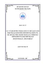 Các nhân tố ảnh hưởng tới khả năng có việc làm và thu nhập của lao động nông thôn dưới tác động của thu hồi đất nông nghiệp trong quá trình phát triển kinh tế xã hội trên địa bàn huyện nghi lộc, tỉnh nghệ an