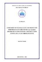 Comparison of water quality and production performance of barramundi (lates calcarifer) fingerlings in two systems