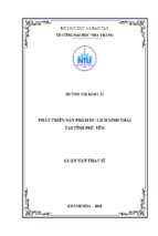 Phát triển sản phẩm du lịch sinh thái tại tỉnh phú yên