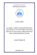 Xác định các thông số di truyền tính trạng tăng trưởng và tỷ lệ sống trên cá rô phi vằn dòng gift (oreochromis niloticus) thế hệ chọn giống thứ 6 tại đồng bằng sông cửu long