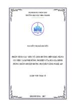 Phân tích các yếu tố ảnh hưởng đến khả năng có việc làm phi nông nghiệp của hộ gia đình nông thôn huyện hưng nguyên tỉnh nghệ an