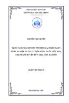 Nâng cao chất lượng tín dụng tại ngân hàng nông nghiệp và phát triển nông thôn việt nam, chi nhánh huyện đức thọ, tỉnh hà tĩnh