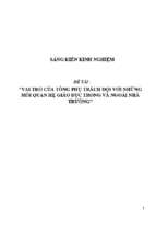 Skkn vai trò của tổng phụ trách đội với những mối quan hệ giáo dục trong và ngoài nhà trường