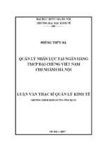 Quản lý nhân lực tại ngân hàng tmcp đại chúng việt nam – chi nhánh hà nội