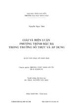 Giải và biện luận phương trình bậc ba trong trường số thực và áp dụng