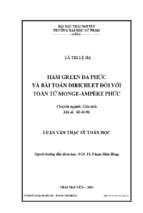 Hàm green đa phức và bài toán dirichlet đối với toán tử monge ampère phức