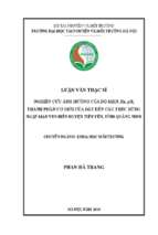 Nghiên cứu ảnh hưởng của độ mặn, eh, ph, thành phần cơ giới của đất đến cấu trúc rừng ngập mặn ven biển huyện tiêu yên, tỉnh quảng ninh