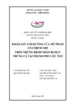 Khảo sát ảnh hưởng mỹ phẩm có corticoid trên những bệnh nhân bị mụn trứng cá tại thành phố cần thơ