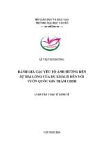 đánh giá các yếu tố ảnh hưởng đến sự hài lòng của du khách đến với vườn quốc gia tràm chim