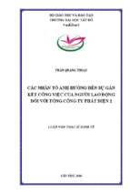 Các nhân tố ảnh hưởng đến sự gắn kết công việc của người lao động đối với tổng công ty phát điện 2