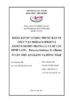 Khảo sát dư lượng thuốc bảo vệ thực vật imidacloprid và azoxystrobin trong lá và rễ cây đinh lăng – polyscias fruticosa (l.) harms ở cần thơ, an giang và đồng tháp