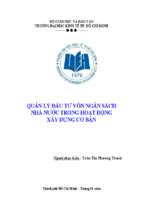 Tiểu luận quản lý đầu tư vốn ngân sách nhà nước trong hoạt động xây dựng cơ bản