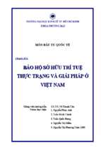 Tiểu luận bảo hộ sở hữu trí tuệ thực trạng và giải pháp ở việt nam