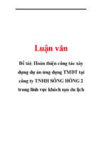 Hoàn thiện công tác xây dựng dự án ứng dụng tmđt tại công ty tnhh sông hồng 2 trong lĩnh vực khách sạn du lịch