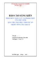 Phát huy năng lực và phẩm chất của học sinh qua việc dạy học theo dự án chủ dề sóng âm   vật lí 12