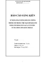 Sử dụng hoạt động khoảng trống thông tin trong việc dạy kĩ năng nói