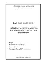 Thiết kế một số chuyên đề bồi dưỡng học sinh giỏi. phần lịch sử việt nam từ 1858 đến 1918