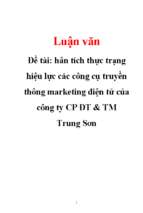 Phân tích thực trạng hiệu lực các công cụ truyền thông marketing điện tử của công ty cp đt & thương mại trung sơn