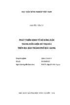 Phát triển kinh tế hộ nông dân trong điều kiện đô thị hóa trên địa bàn thành phố bắc giang
