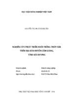 Nghiên cứu phát triển nuôi trồng thủy sản trên địa bàn huyện cẩm giàng, tỉnh hải dương