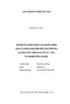 Nghiên cứu ảnh hưởng của lượng giống gieo và lượng đạm bón đến sinh trưởng và năng suất giống lúa vật tư – na2 tại thanh liêm, hà nam