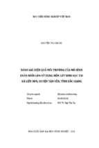 đánh giá hiệu quả môi trường của mô hình chăn nuôi lợn sử dụng đệm lót sinh học tại xã liên sơn, huyện tân yên, tỉnh bắc giang